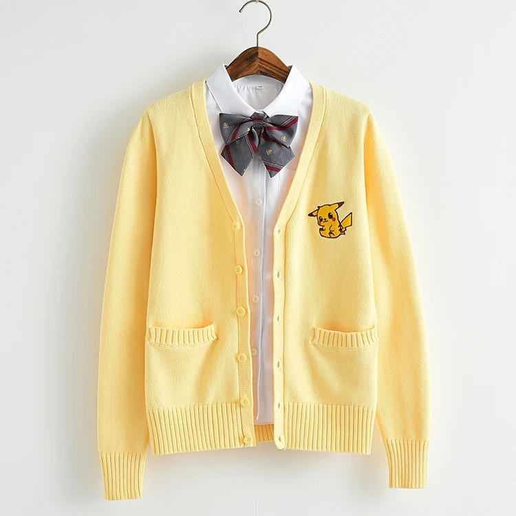 Japanese JK Knit cardigan sweater Loose Cute yellow