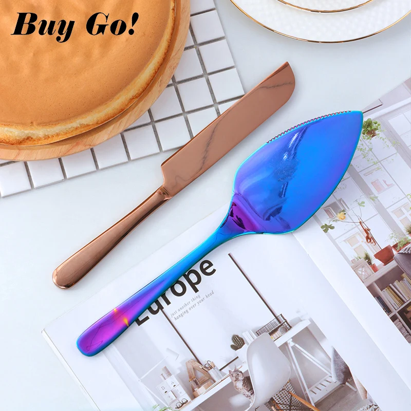 2PCS Stainless Steel Cake Shovel Cutter Set Cheese Pizza Pie Pastry Spatulas with Server Golden Bread Knife Baking Cooking Tool