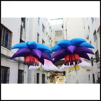 

Free shipment diameter 2.5m blue inflatable flower for wedding decoration