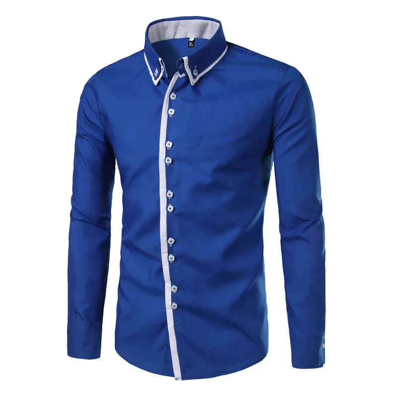 2017 Fashion Luxury Tuxedo Shirts Mens Spring Autumn Brand Clothing