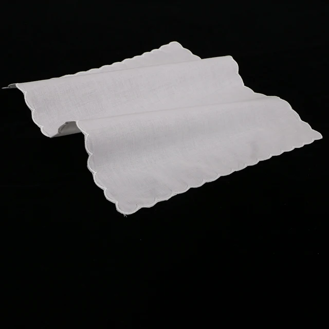 A011: Fehér Prémium Pamut Csipke Zsebkendők 12 Darab/Csomag Üres Horgolt Hankies Nők/Női Esküvői Ajándék - Image 2