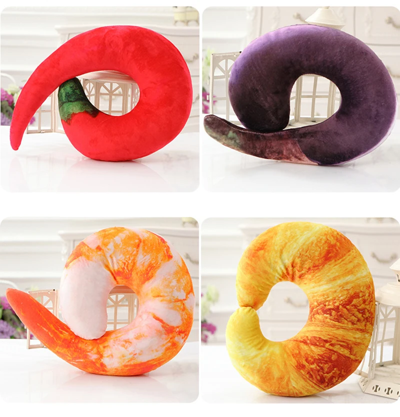 1PC food Pattern Pillows U Shaped Neck Pillow Cushion 3D Fruit Pattern Car Neck Protection Pillows travel pillow neck