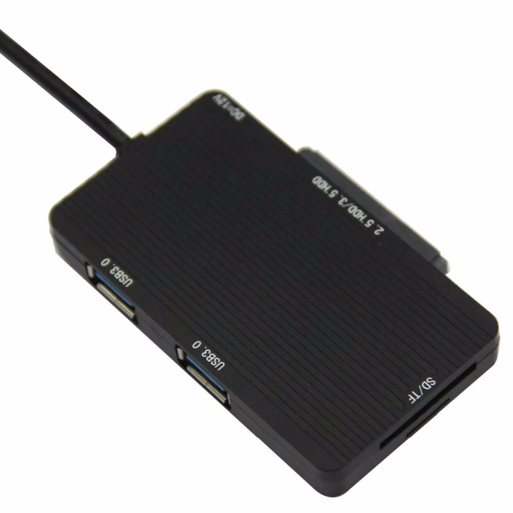 NEW USB 3 0 to SATA 3 0 2 SD TF HUB Adapter Card reader 2