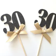 Индивидуальный номер блестки грязный 30th с изображением пирожного на день рожденья топперы для девичника Свадебные украшения для торта для вечеринки выбор еды