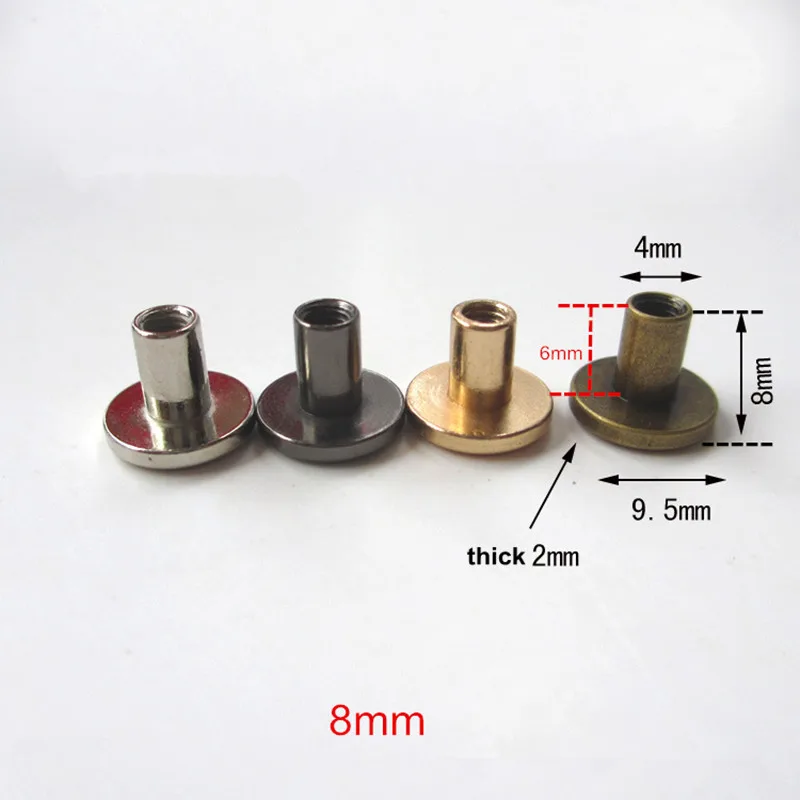 Confezione Di Rivetto Da 20 Pezzi In Ottone Testa Piatte Borchie In Pelle Nera Viti In Pelle Per Rivetti, Fai Da Te Artigianale In Metallo Rivetto Per Cintura Cinghia Borsa Scarpe Decorazione(5mm