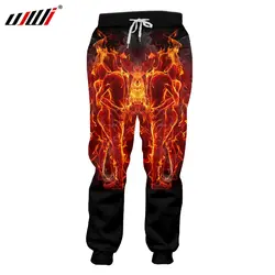 UJWI мужские 3D печатные пламя Hug штаны шорты красивый хип хоп человек Готический Блестящие Брюки Новые спортивные брюки