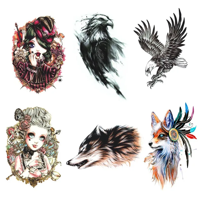 

Fashion Large 3D Wolf Head Designs Cool Chest Body Art Temporary Tattoo Stickers Fake Big Tatoos