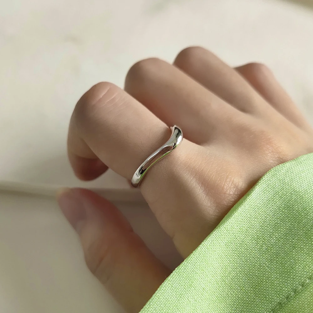 

Minimalist Delicate Wholesale White Gold Irregular Twisted Open Ring In Sterling Silver 925 Wedding Bands Girlfriend Jewelry