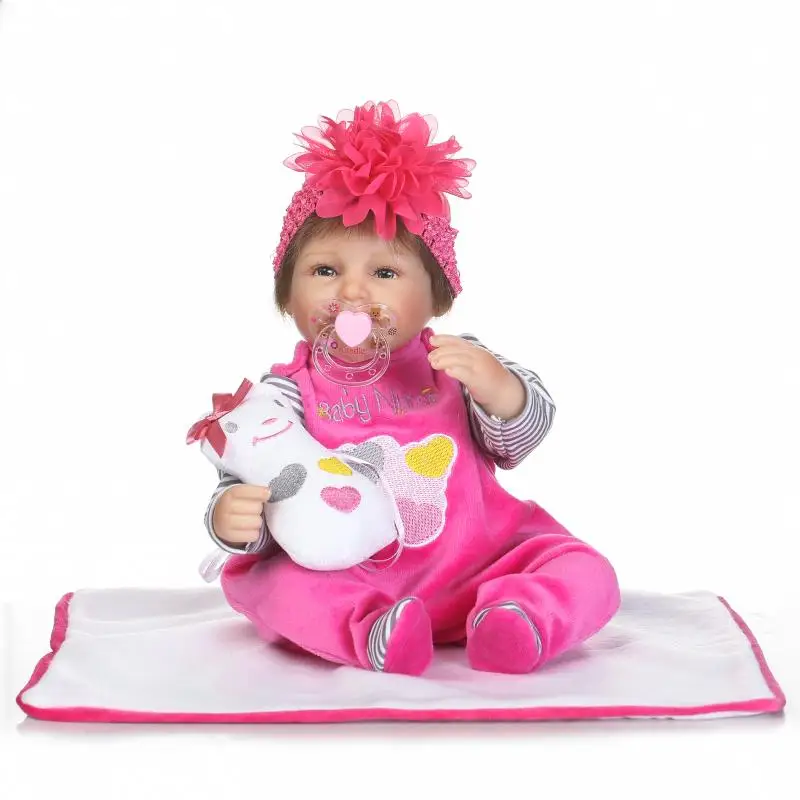 42cm Charming Soft Silicone Reborn Baby Doll Realistic Looking Baby Girl Doll Toddler Cotton Body Xmas Birthday Gift