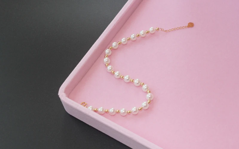 18k gold beads and pearls Anklets bracelets necklace (8)