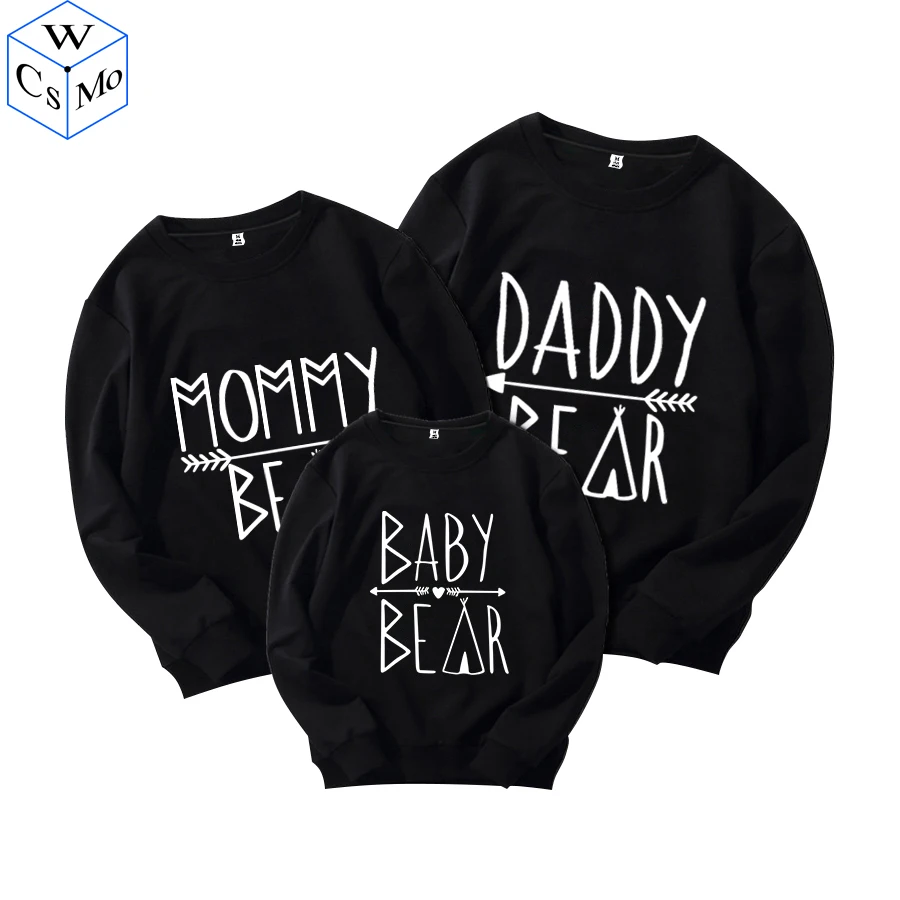 

2018 Matching Family Outfit Sweatshirts Cotton Bear Mommy Mom Son Father Baby Sweatshirt red white