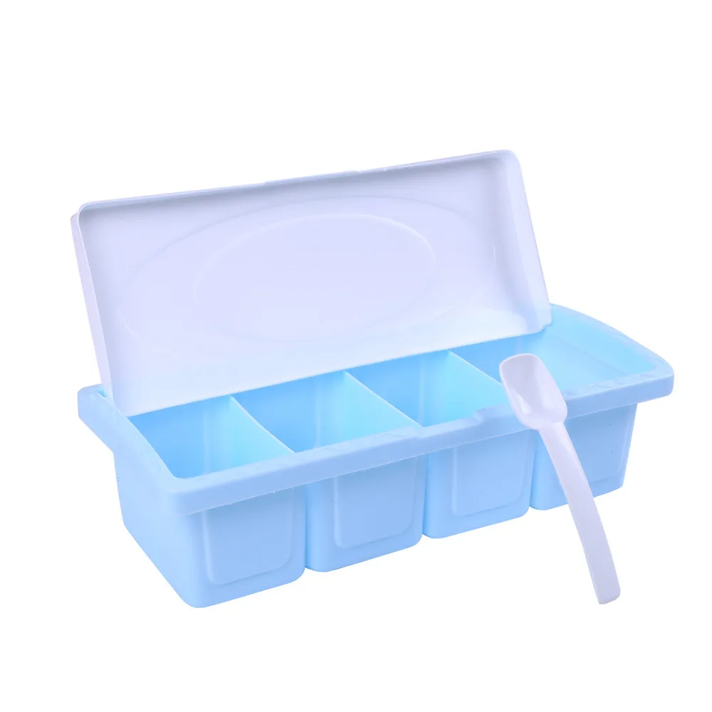 Баночка для специй, коробка для хранения приправ, баночка для специй, настенная, соль, перец, кухня, тмин, бутылка для хранения порошка, набор приправ, инструменты W0503 - Цвет: Blue