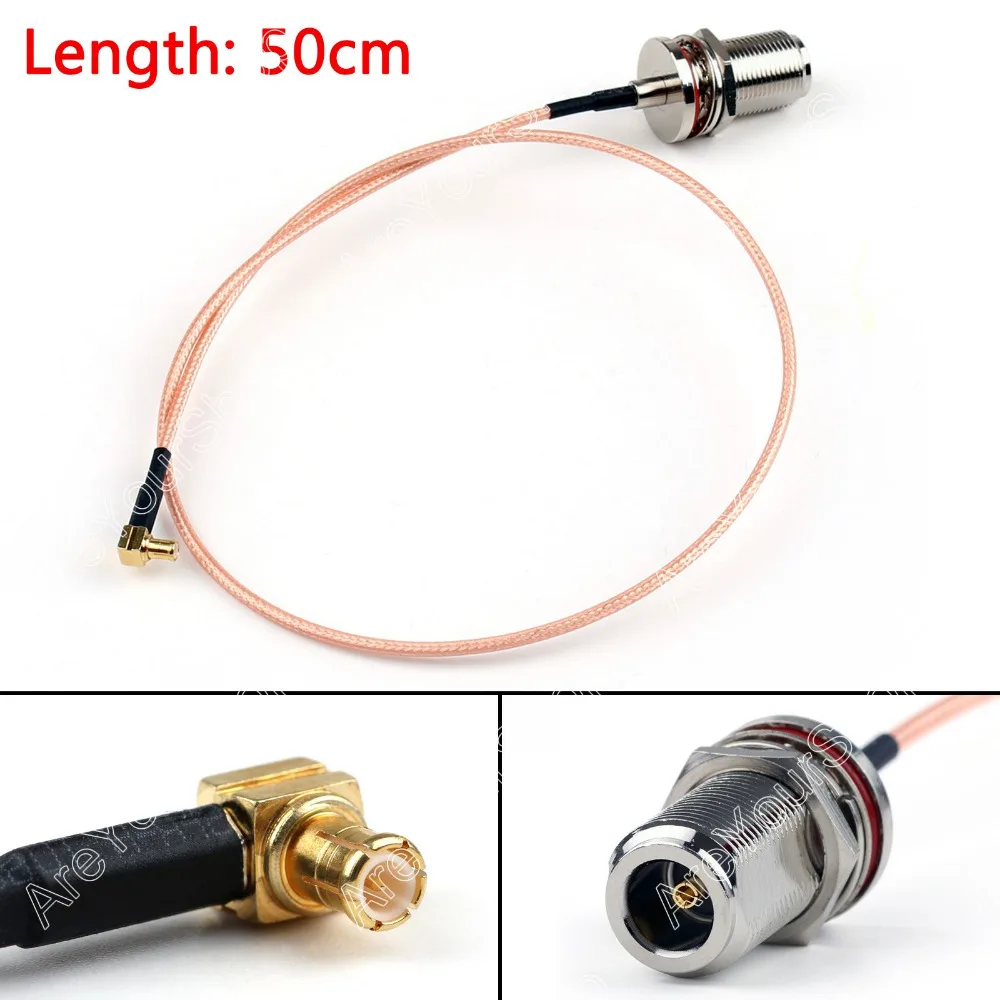 

Areyourshop RG316 Cable N Female Jack Bulkhead To MCX Male Right Angle Pigtail 1Pcs 20in 50cm FPV 50ohm Cable Best Selling