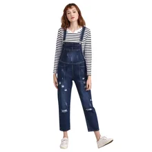 MORUANCLE женские рваные джинсы комбинезоны с дырками потертые джинсовые комбинезоны брюки на подтяжках Длина по щиколотку плюс размер XL-5XL