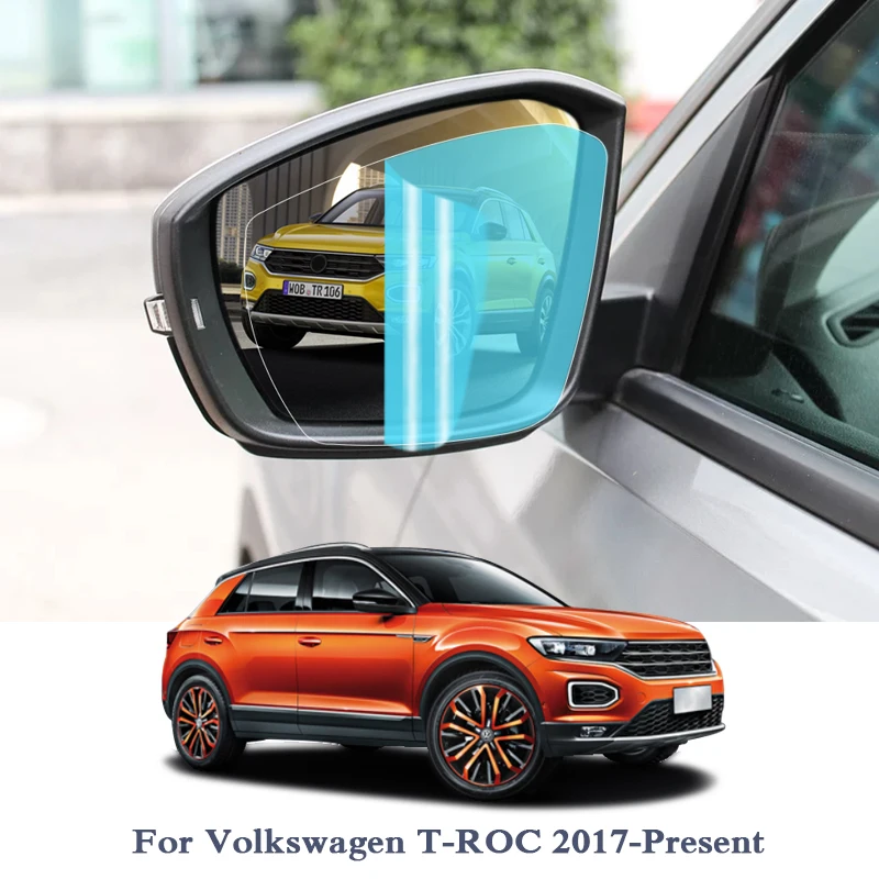 

2PCS Anti Fog Car Window Clear Film Car Rearview Mirror Protective Film For Volkswagen T-ROC 2017-Present Waterproof Car Sticker