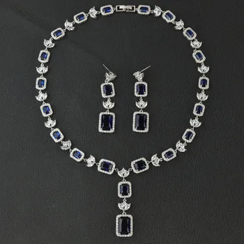 

Luxury square shape AAA Cubic Zirconia party/wedding jewelry set,high quality fashion necklace earring set for wedding/party
