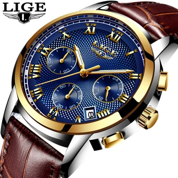 

2019 LIGE Mens Watches Top Brand Luxury Waterproof 24 Hour Date Quartz Clock Male Leather Sport Wrist Watch Relogio Masculino