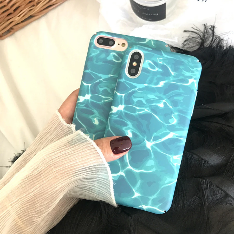 

Water Ripple Phone Case For iphone 8 7 6 6s Plus Cases For iphone X XS Scrub Back Cover Luxury All Inclusive Matte Hard Coque