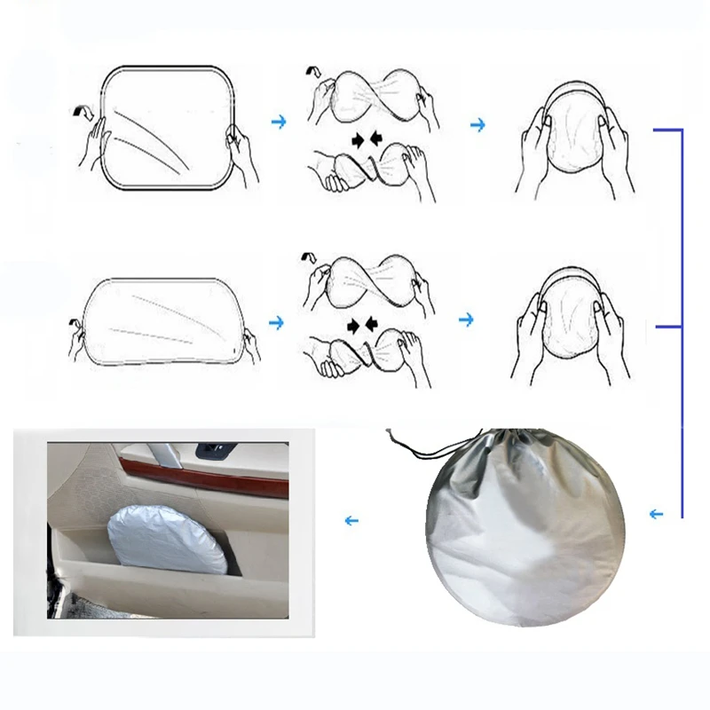 MoFlyeer Auto Car Windshield Block Sun Shade 6 Piece Set Folding Silvering Reflective Insulation Car Window Sun Shade Visor
