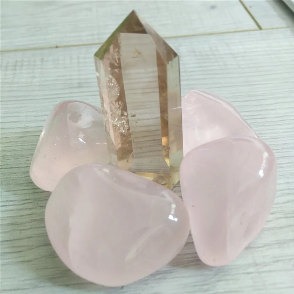 

Rose Quartz Tumbled Stone with Crystal Point , Healing Stone, Healing Crystal, Spiritual Chakra Crystal Home Decoration, Gift