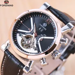 FORSINING Марка Для мужчин часы автоматические механические часы tourbillon спортивные часы кожаный Повседневное Бизнес наручные часы relojes hombre