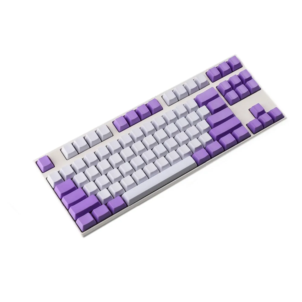Бело фиолетовая Смешанная клавиатура YMDK 108 87 61 ANSI с толстым профилем OEM PBT для MX