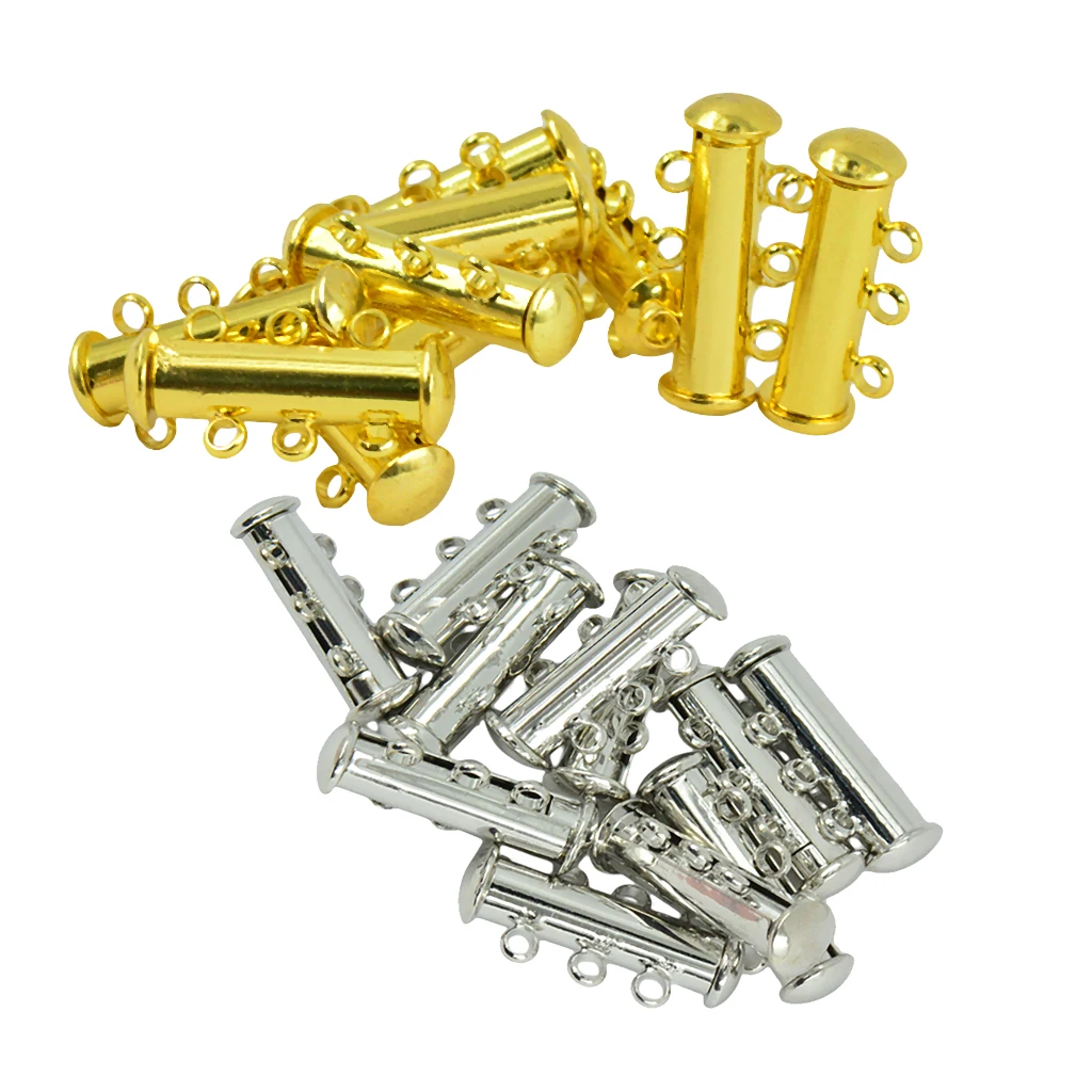 

20pcs 3 Strand Slides Magnetic Tube Clasp For Necklace Jewelry Findings