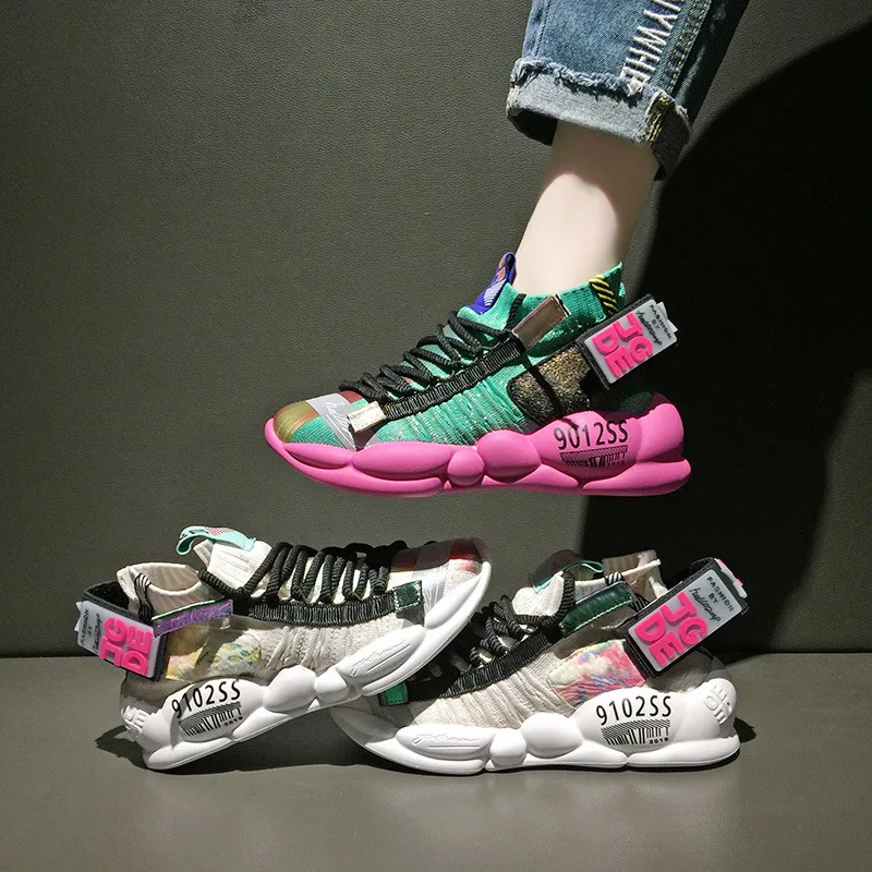 

Estate Nuovo Goffo Scarpa Da Tennis Delle Donne Scarpe 2019 Primavera di Volo e di Tessitura Traspirante Riflettente Fondo Spess
