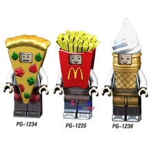 Single pizza ice cream Fries peanut fruit disguised Watermelon Cute Watermelon Peanut figures building block toys for children