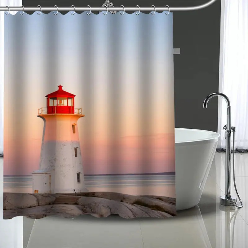 New Custom lighthouse Curtains Polyester Bathroom Waterproof Shower Curtain With Plastic Hooks More Size | Дом и сад