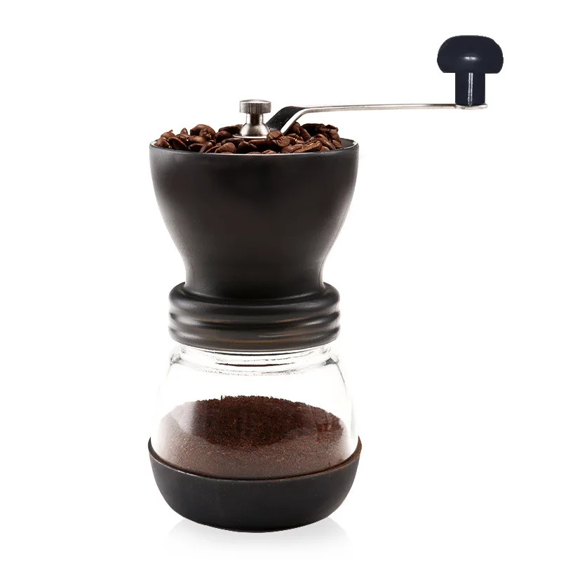 Manual Coffee Grinde Ручная кофемолка кафе укрепленный стеклянный керамический сердечник Портативный прочный кафе кофемолка с баной для хранения - Цвет: Manual Coffee Grinde