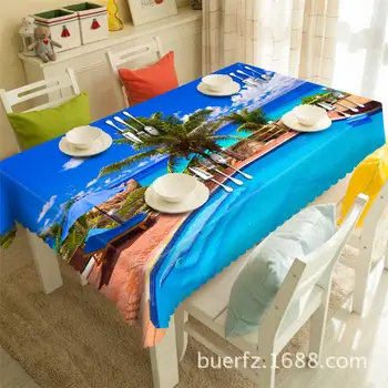 

Swimming pool 3D printing Rectangular Tablecloths Polyester Table Cover Modern Brand Customizable Table Cloth