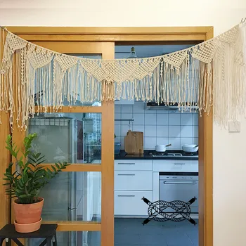 

180cm x 60cm Macrame Hand-woven rope tapestry wall hanging door curtain tapestry Nordic style Bohemia