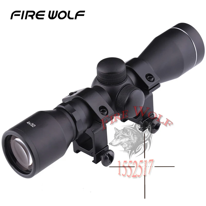 Hunting Optics 4x32 Airsoft Optical Rifle Scope Sight With Rail Mount