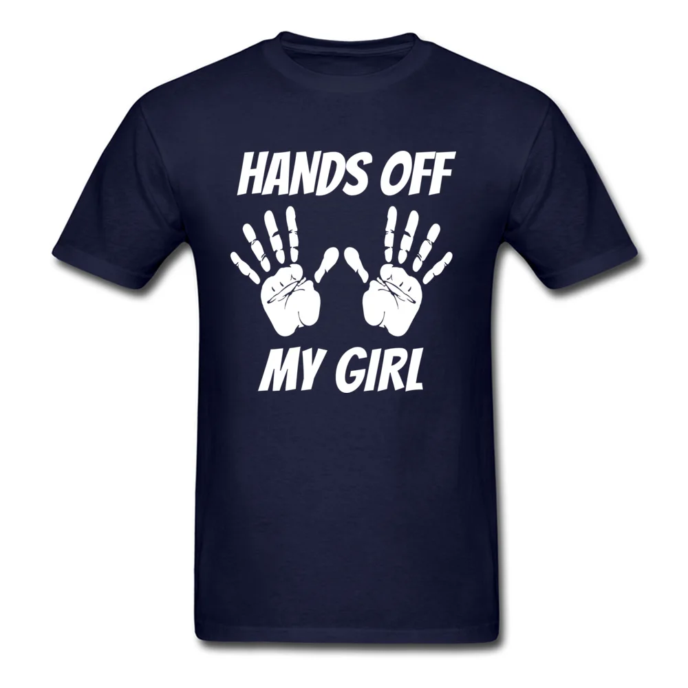 HANDS OFF MY GIRL Fitness Tight NEW YEAR DAY Pure Cotton Crewneck Student Tops T Shirt Sweatshirts Coupons Short Sleeve T-Shirt HANDS OFF MY GIRL navy