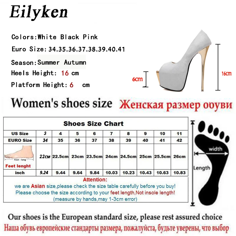Eilyken/женские туфли-лодочки; женские пикантные туфли-лодочки с открытым носком на высоком каблуке; туфли на платформе; цвет белый, черный, розовый; Свадебные вечерние туфли; размеры 34-45