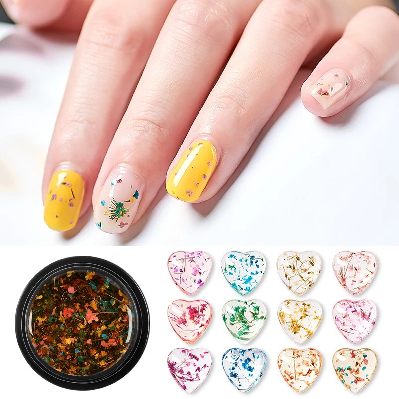 

Mtssii 12 Colors Floral UV Gel Varnish Dried Flowers Lucky Fairy Gel Polish Semi-permanent UV Gel Nail Design Natural Gel