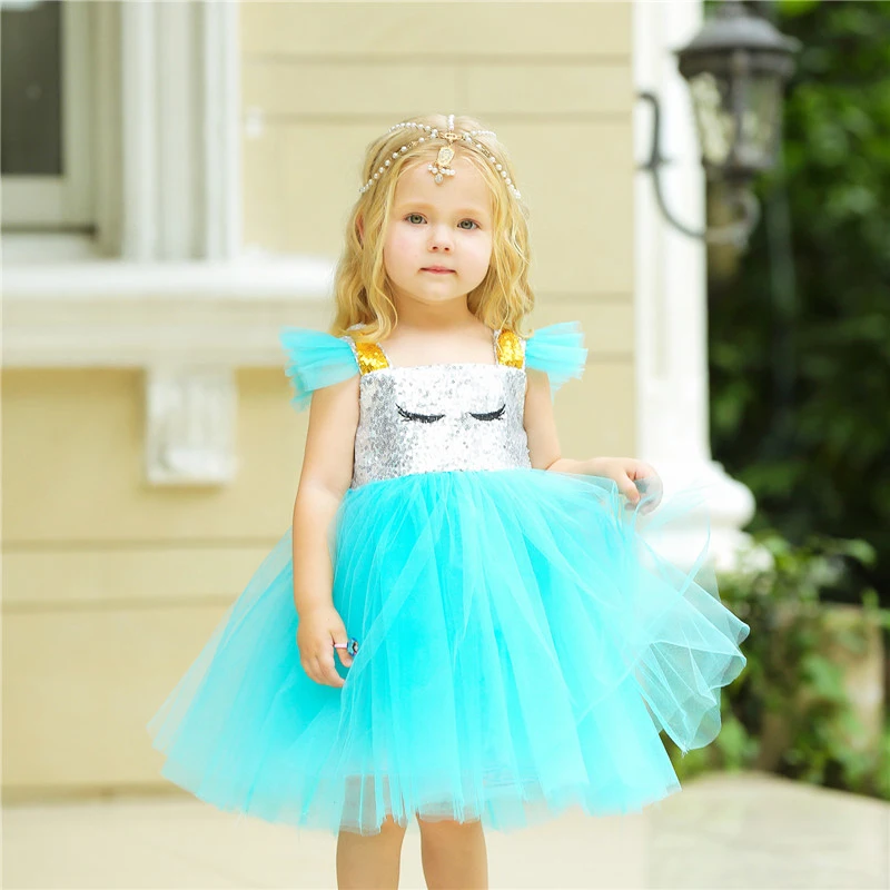 

Sequins Rainbow Tutu Dress Kids Girls Summer Unicorn Dress Children Party Wedding Dress Girl Christmas Princess Costume Vestidos