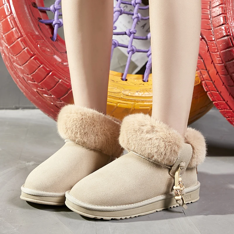 

Ogen 2018 autumn winter boots, boots, Korean style, fashion, warmth, anti slip, suede, snow boots, short boots, round head.