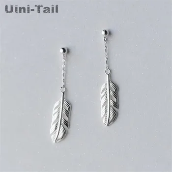 Hot 925 sterling silver Korean sweet feather long earring temperament simple personality short paragraph earring earrings