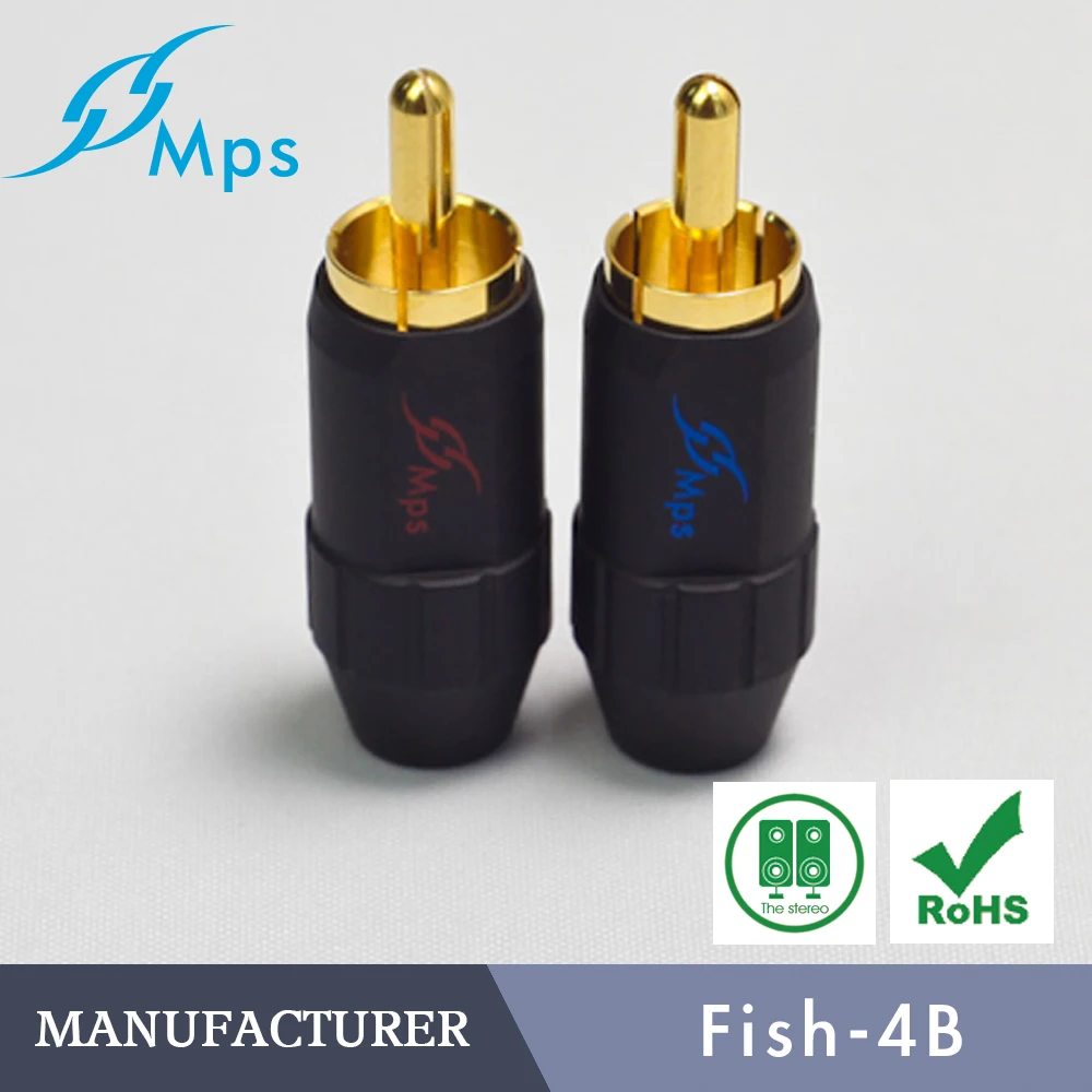 MPS Fish-4B HiFi медь RCA штекер 24 К позолоченный Аудио двойной переходник lotus переходник для динамиков Кабельные усилители