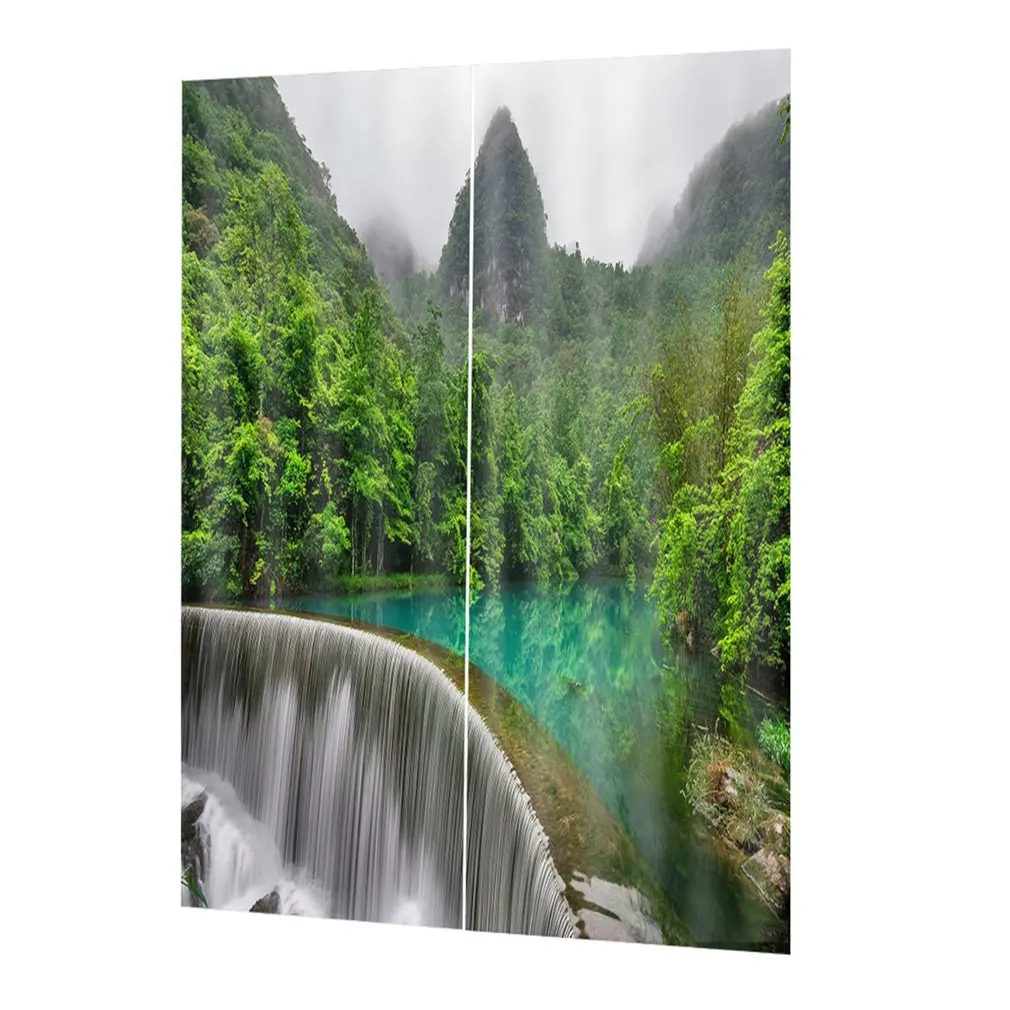 

DZGT07 Washable Drape Panel Sheer Fabric Curtain Printing Door Window Curtains Home decor