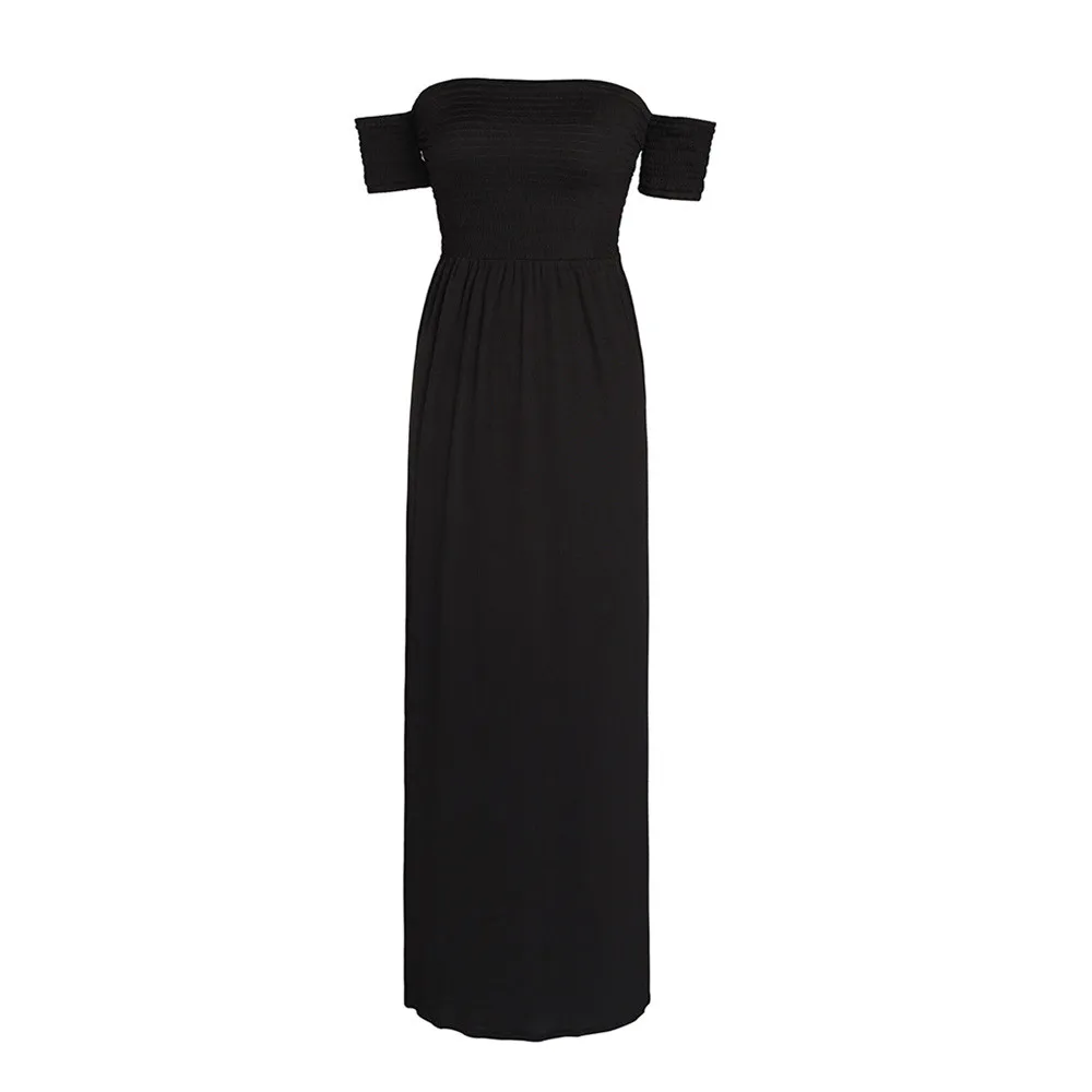 

Holiday Evening Party Long Maxi Pleated Dress Womens Off Shoulder Summer Beach Dress Vetement Femme hot sale 2019 W329