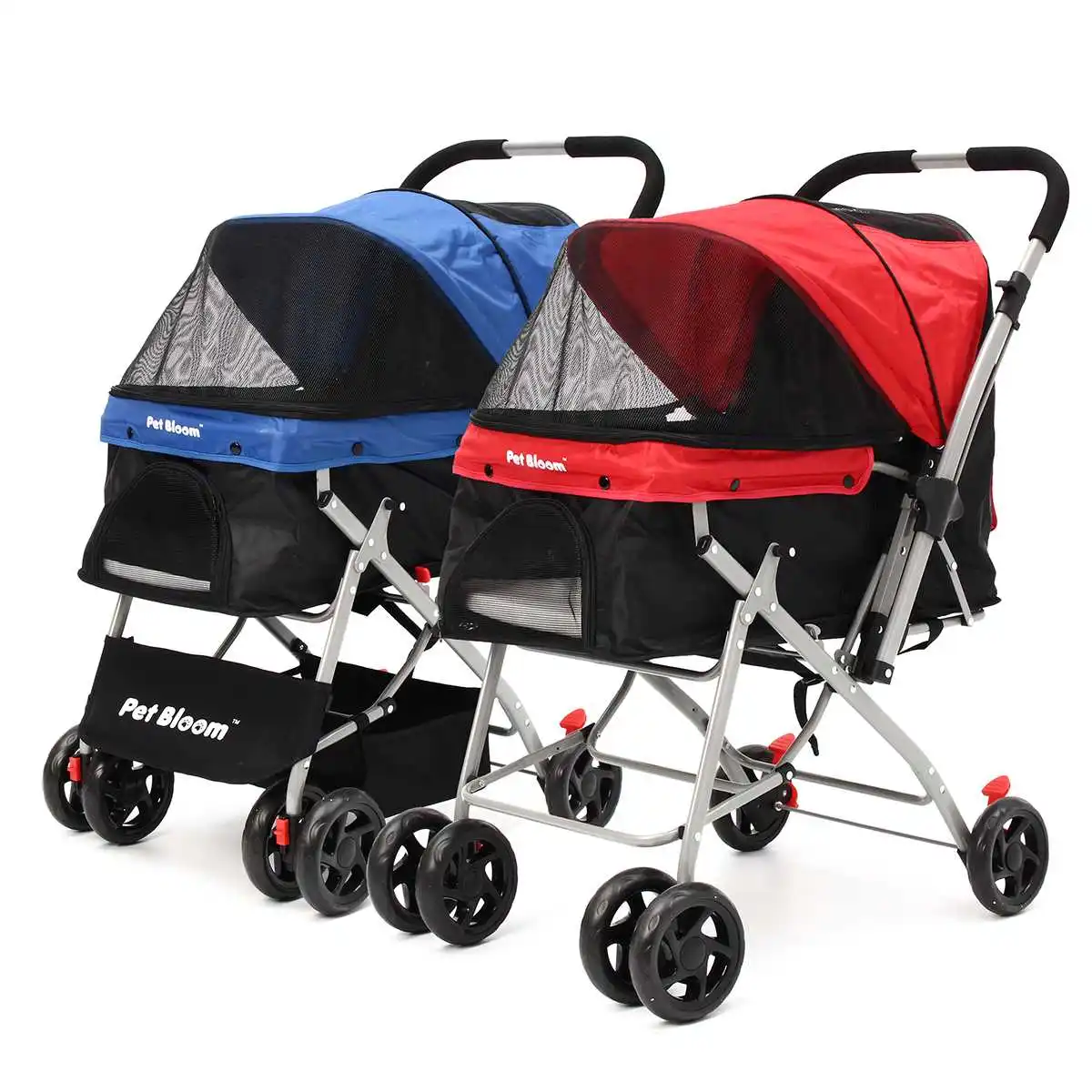  4 Wheels Foldable Pet Travel Stroller Walk Pushchair Puppy Cat Cage Dog Carrier Collapsible Cart Ou