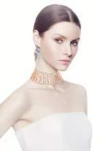 2017 de la manera europea de lujo gran cristal rhinestone choker collares para las mujeres de la vendimia exagerada de cadena hueco collar de chocker