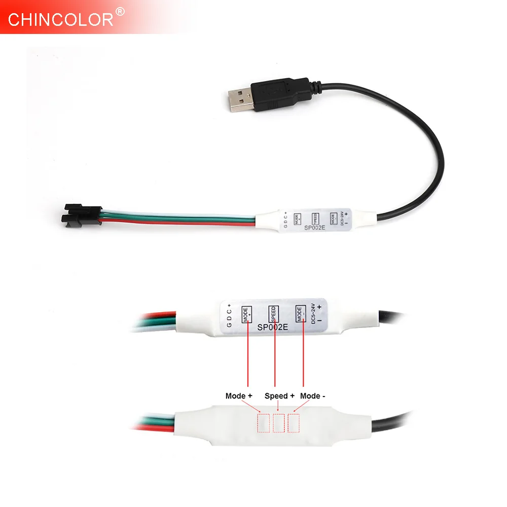 Мини диммер WS2812 3 клавиши 5 В разъем SP002E драйвер WS2812B IC цветная светодиодная лента