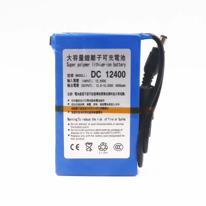 Fikida DC 12 V 4000 mAh Li-lon DC12V супер перезаряжаемая батарея+ зарядное устройство переменного тока+ взрывозащищенный переключатель US/EU вилка