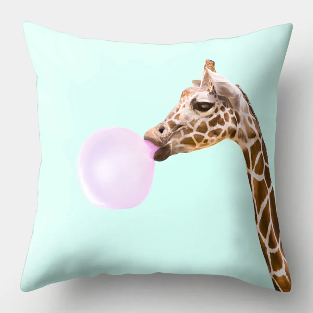 New Cute Animal Cushion Cover Deer Elephant Lion Giraffe Pillow Cover Cartoon Pillow Case for Sofa Car Hotel Home Decoration