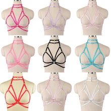 JLX. Жгут панк готическое сексуальное нижнее белье Белая/черная обвязка для тела ремень регулируемые ремешки Топы клетка бюстгальтер Бондаж Клетка для тела