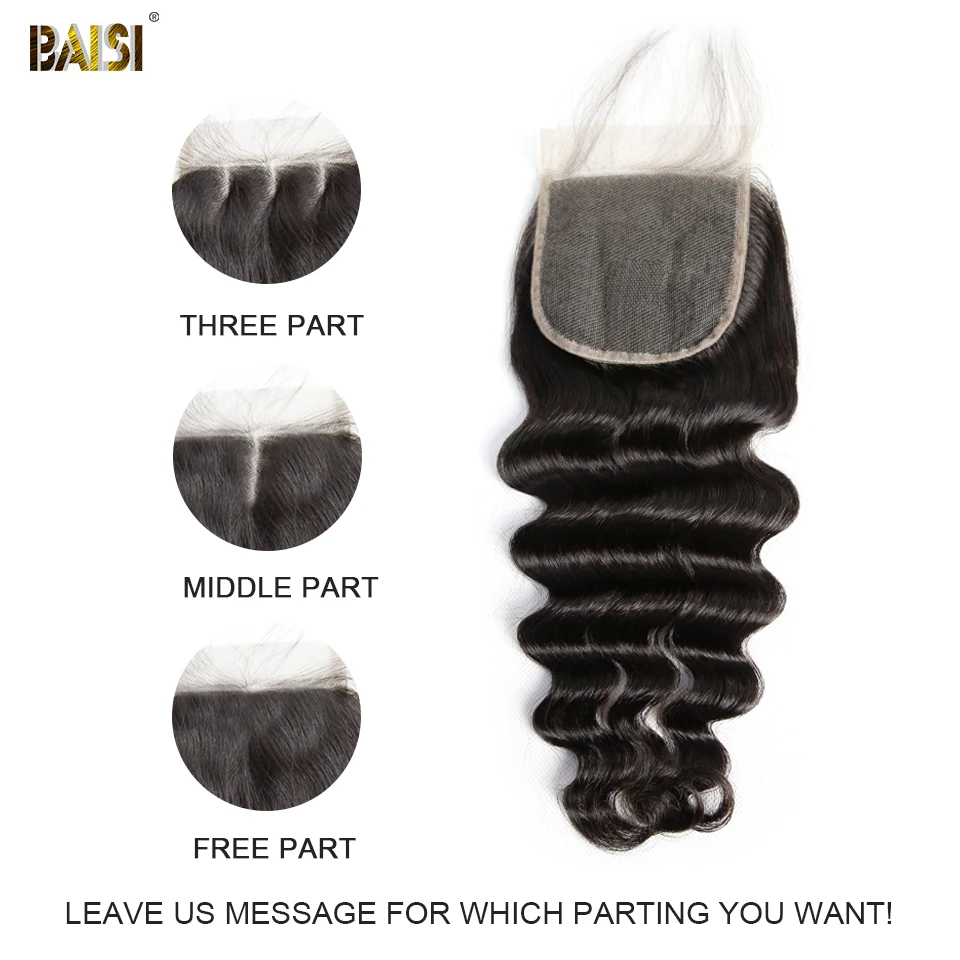 BAISI волосы перуанское неплотное переплетение волос Плетение 5x5 швейцарская шнуровка человеческих девственных волос